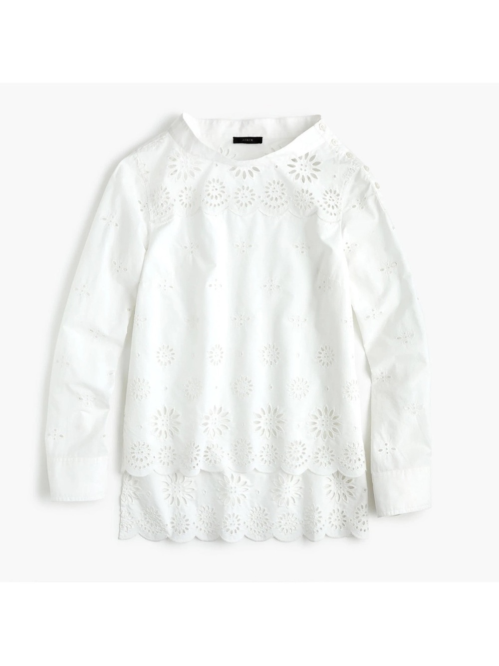 J. CREW Women’s FUNNEL‎ NECK EYELET TOP WHITE Size 0 EUC